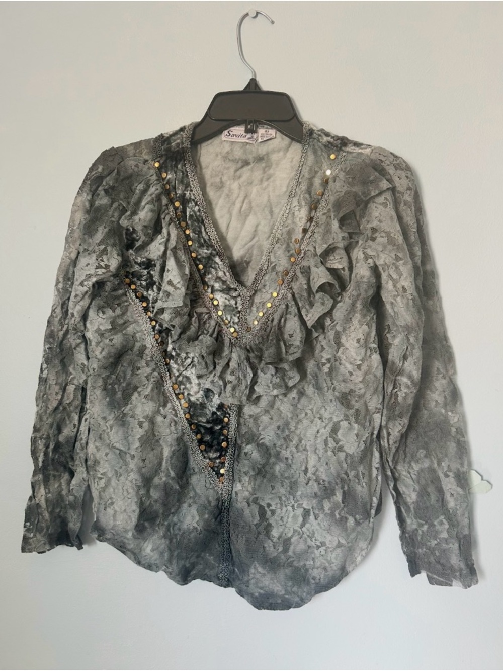 Bohemian Studded Ruffle Blouse